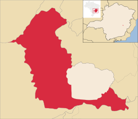 Localização do distrito-sede (em vermelho)