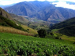 Blick von El Milagro hinab ins Flusstal des Río Mira