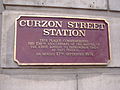 Curzon Street railway station plaque.