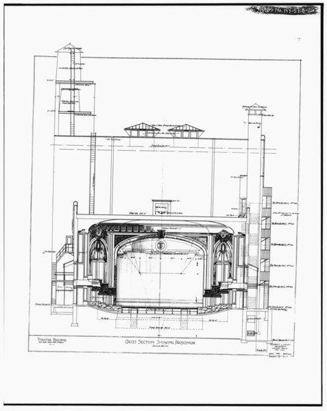File:DRAWING No. 9, CROSS SECTION SHOWING PROSCENIUM - Morosco Theater, 217-225 West Forty-fifth Street, New York, New York County, NY HABS NY,31-NEYO,104-26.tif