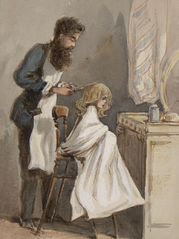 A Barber curring hair