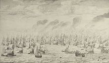 The Battle of Scheveningen of 1653: episode from the First Anglo-Dutch War. De slag bij Terheide - The Battle of Schevening - August 10 1653 (Willem van de Velde I, 1657).jpg