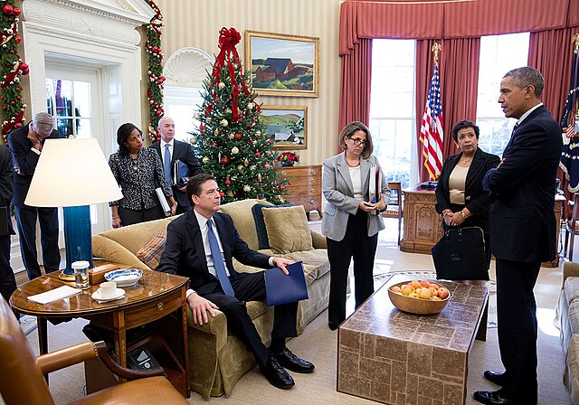 Lynch in the Oval Office following the San Bernardino shooting, December 2015