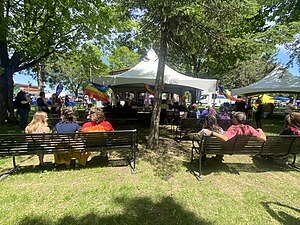 Audience watching show in bandshell in Robinson Park. East Central Minnesota Pride 2022, Pine City, MN-02-stage and seating.jpg