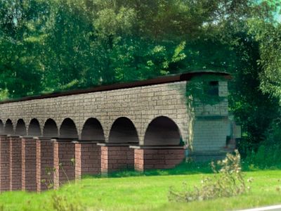 Virtual simulation of the old arch bridge of the Roman aqueduct in the Swistbachaue