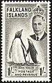 Falkland Islands 1 shilling 1952 stamp Gentoo Penguins.jpg