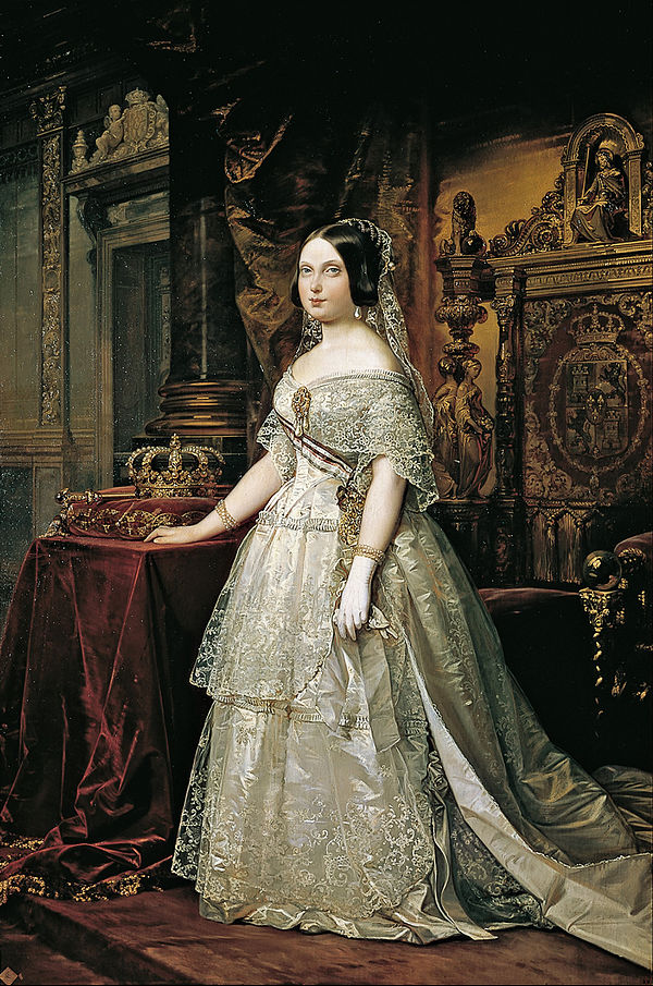 Portrait painting of Isabella II by Federico de Madrazo y Kuntz (1844).