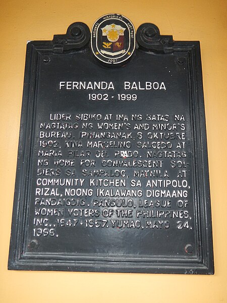 File:Fernanda Balboa historical marker in Intramuros.jpg