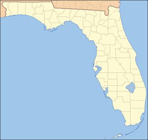 map of Florida with counties outlined; red dots indicate location of state parks