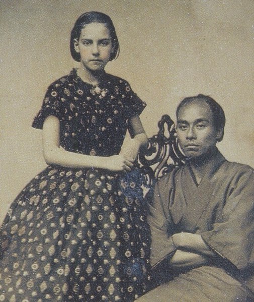 Fukuzawa Yukichi with Theodora Alice in San Francisco, 1860.