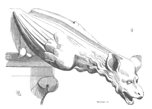 Ontwerp voor een waterspuwer in Dictionnaire raisonné de l'architecture française du XIe au XVIe siècle (Eugène Viollet-le-Duc)