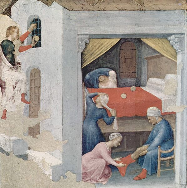 The dowry for the three virgins (Gentile da Fabriano, c. 1425, Pinacoteca Vaticana, Rome)