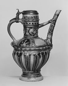 16th-century German stoneware jug German - Jug with a Bridge Spout - Walters 482089.jpg