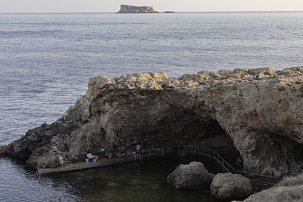 Ghar Lapsi, a popular place for swimming.