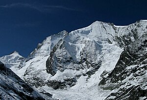 Grand Cornier from the Zinaltal (from the north), behind it on the left half-covered Dent Blanche