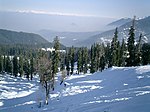 View from the Gulmarg slopes. Cable car is used as ski lift