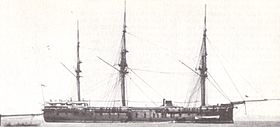 HMS Zealous med sænket skorsten