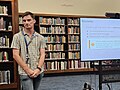 Summer student Harry Bird presenting during the event