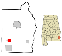 Henry County Alabama Incorporated ve Unincorporated alanlar Newville Highlighted.svg