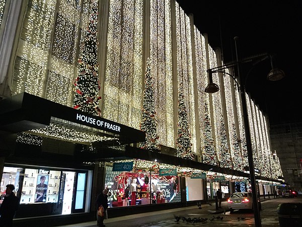 House of Fraser in London at Christmas (2017)