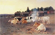 Vaques a la gespa amb fum, 1891 (fi)