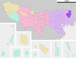 Situering van Katsushika in de prefectuur Tokio