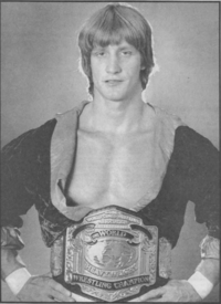 Von Erich as WCWA World Heavyweight Champion, c. 1987 Kevin Von Erich, circa 1987.png