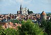 General view of the town, with the church in the middle ground