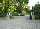 Historic location Steinhöfel with palace complex and the field, meadow and forest corridor that extends the park