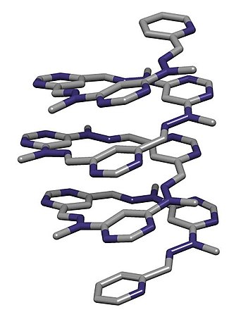 Crystal structure of a folded molecular helix reported by Lehn et al. in Helv. Chim. Acta., 2003, 86, 1598–1624.