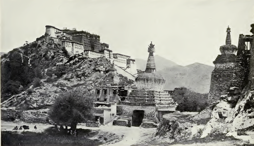 Gateway to Lhasa (western gate), the Tibetans call this chorten, pictured here at the time of the 1904 British expedition to Tibet