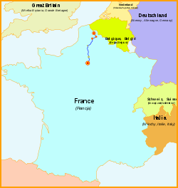 A Párizs–Lille-vasútvonal útvonala
