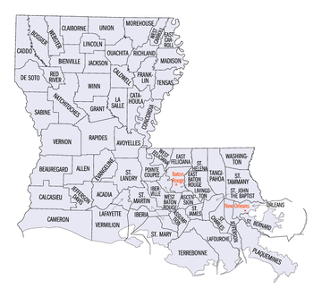 Lista över parishes i Louisiana