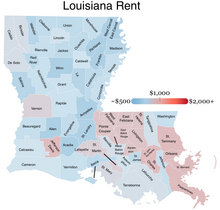 1 bedroom rent by parish in Louisiana (2021)

$2,000+

$1,000

~$500 Louisiana rent.webp