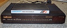 Amstrad SRX200 satellite receiver, with Luxcrypt decoder Luxcrypt + Amstrad SRX200.jpg