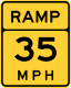 Zeichen W13-3 Richtgeschwindigkeit auf der Rampe
