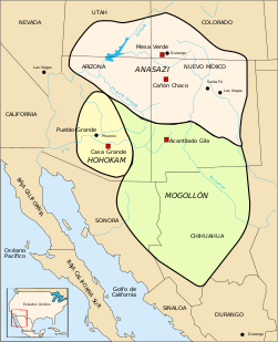 Map Anasazi, Hohokam and Mogollon cultures-es.svg