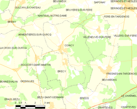 Mapa obce Coincy