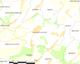 Mapa obce Landouzy-la-Ville