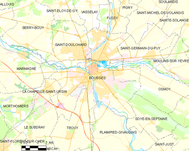 Poziția localității Bourges
