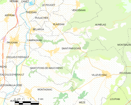 Mapa obce Saint-Pargoire