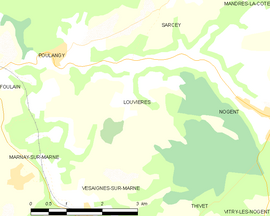 Mapa obce Louvières