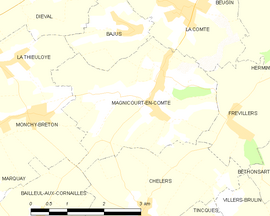 Mapa obce Magnicourt-en-Comte