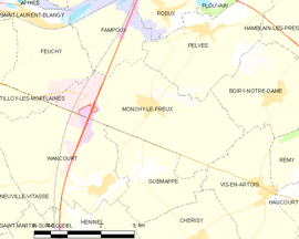 Mapa obce Monchy-le-Preux