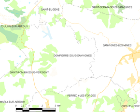 Poziția localității Dompierre-sous-Sanvignes
