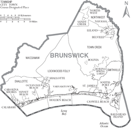 Kaart van Brunswick County