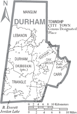 Kaart van Durham County