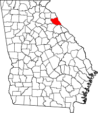 エルバート郡の位置を示したジョージア州の地図