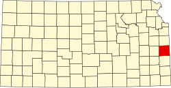 Map of Linn County within Kansas