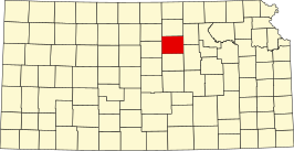 Locatie van Ottawa County in Kansas